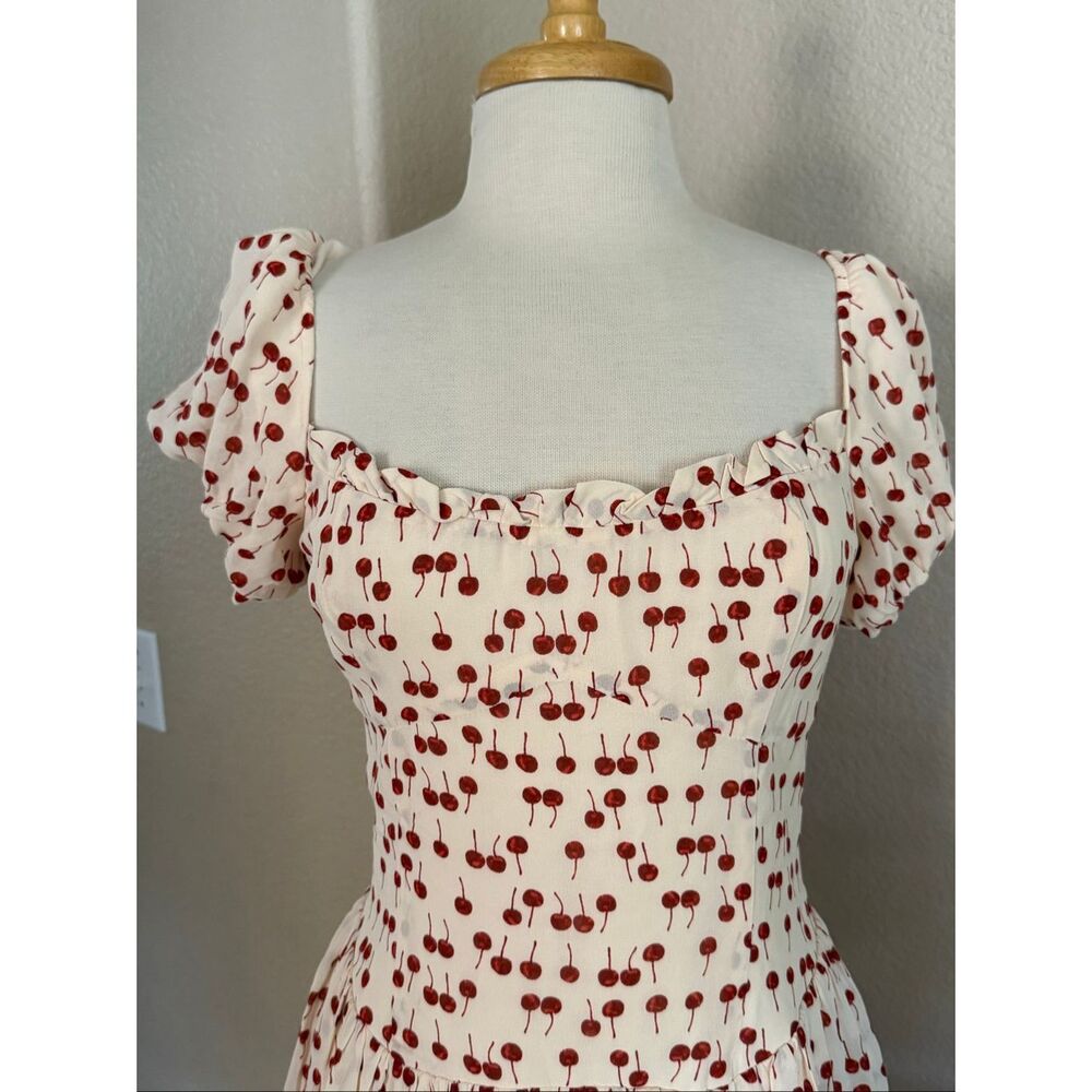 NWT Reformation x Anthropologie Womens Cherry Davonne Mini Dress Cream Sz 8 - Picture 6 of 16
